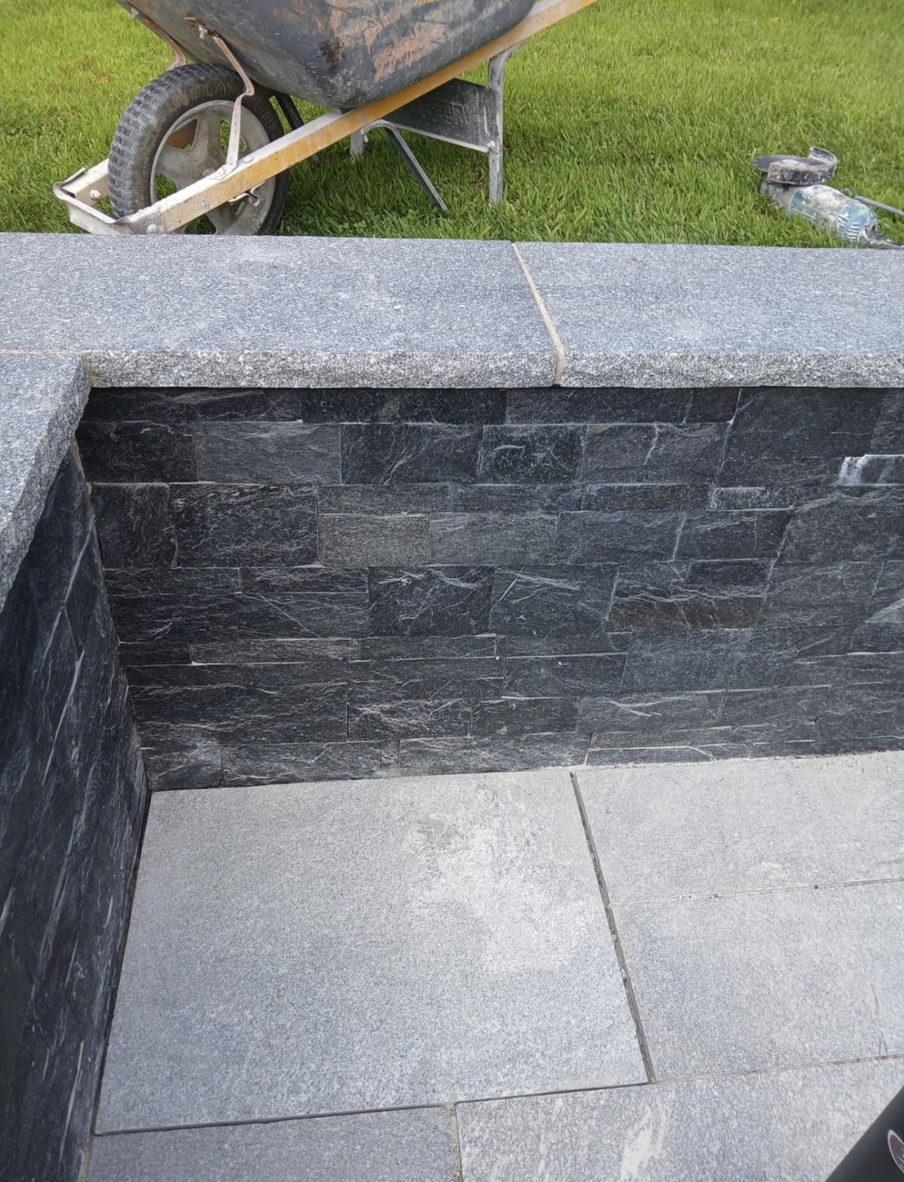 Natural architectural stone veneer foundation installation in Chatham MA by Castone Masonry