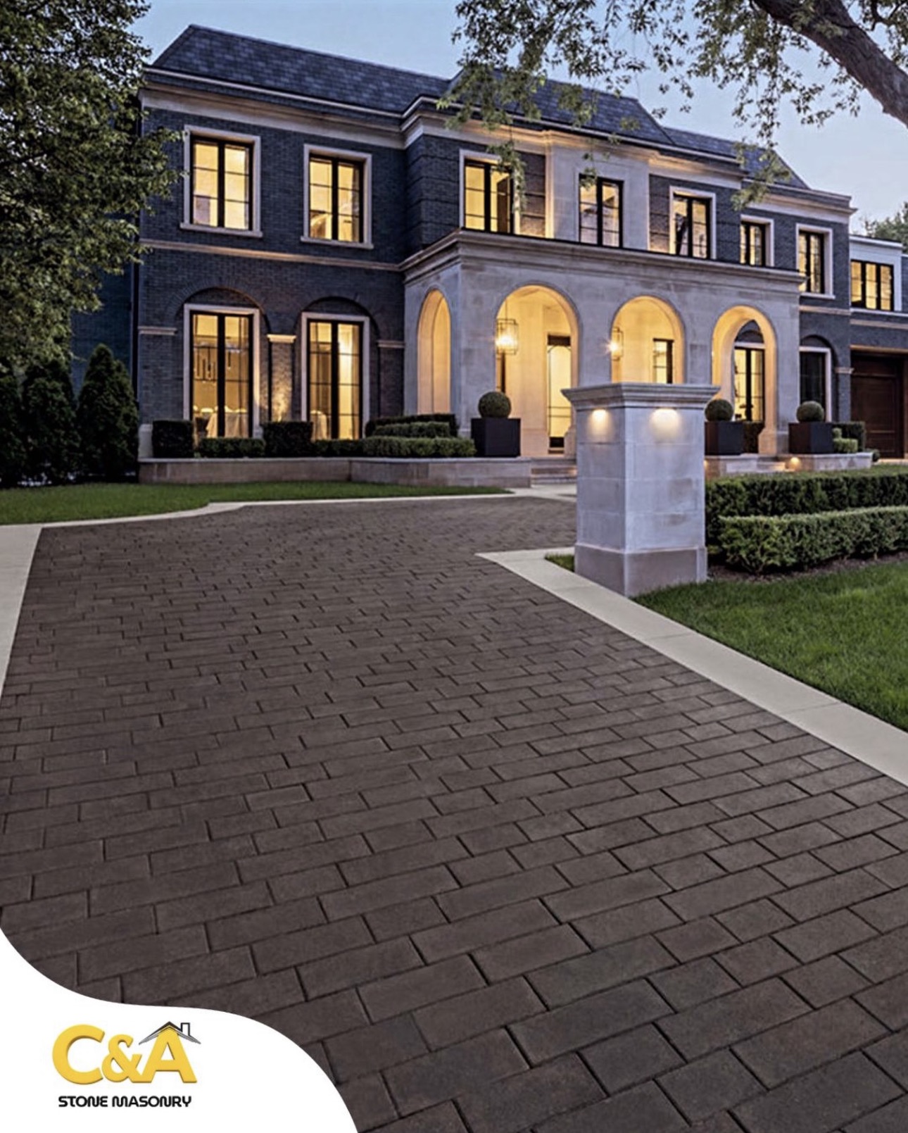 Bluestone walkway and granite step installation in Osterville MA by Castone Masonry